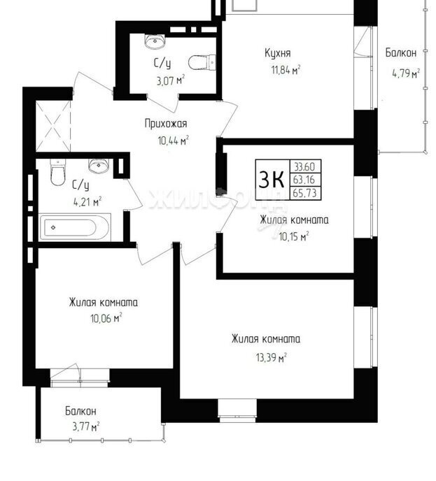 квартира г Новосибирск р-н Заельцовский Заельцовская ул Аэропорт 55/1 ЖК Высота фото 1