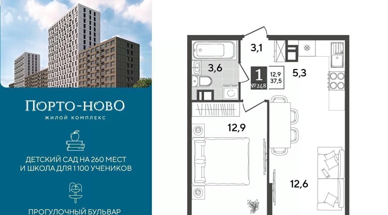 квартира г Новороссийск р-н Приморский ЖК «Порто Ново» Цемдолина фото 1