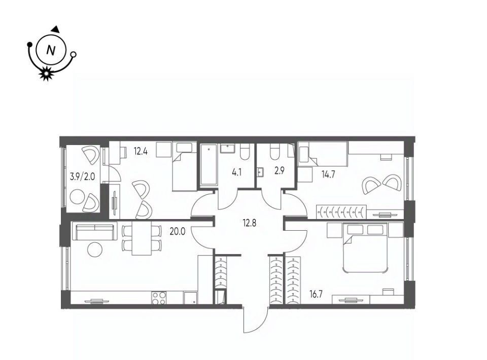 квартира г Омск р-н Кировский микрорайон Зелёная Река 14 фото 1