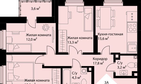 квартира г Екатеринбург р-н Орджоникидзевский Эльмаш ЖК Веер Парк Проспект Космонавтов, жилрайон фото 1