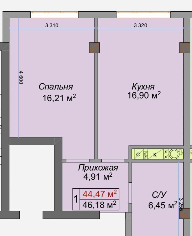 квартира г Нальчик Горная ЖК «Театральный» ул. Героя России Т. М. Тамазова, д. 3 фото 2