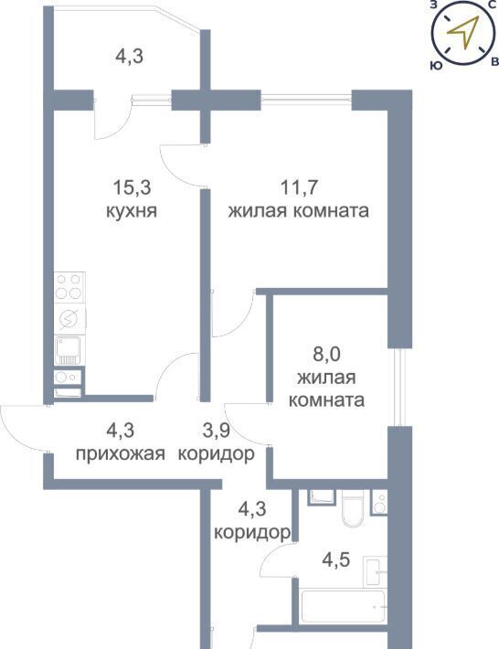 квартира г Нефтеюганск мкр 17-й ЖК «Заречный» фото 1