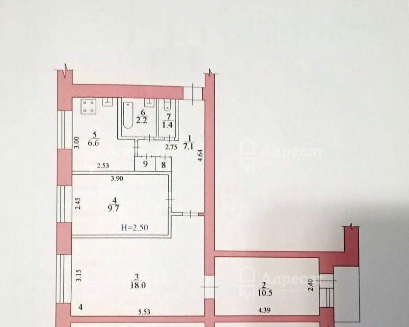 квартира г Волгоград р-н Центральный ул Двинская 14 фото 5