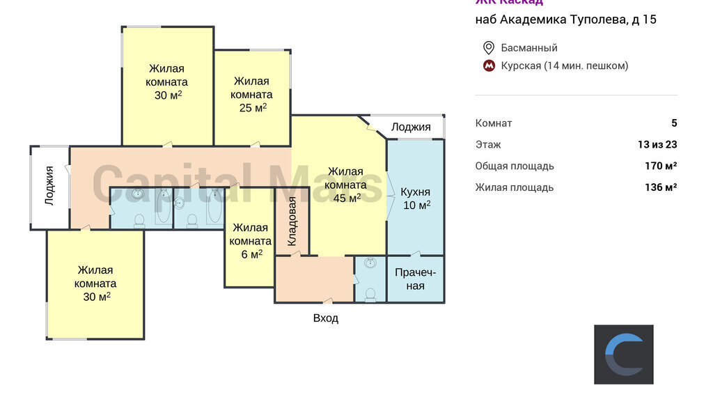 квартира г Москва метро Бауманская Бауманка наб Академика Туполева 15 фото 3