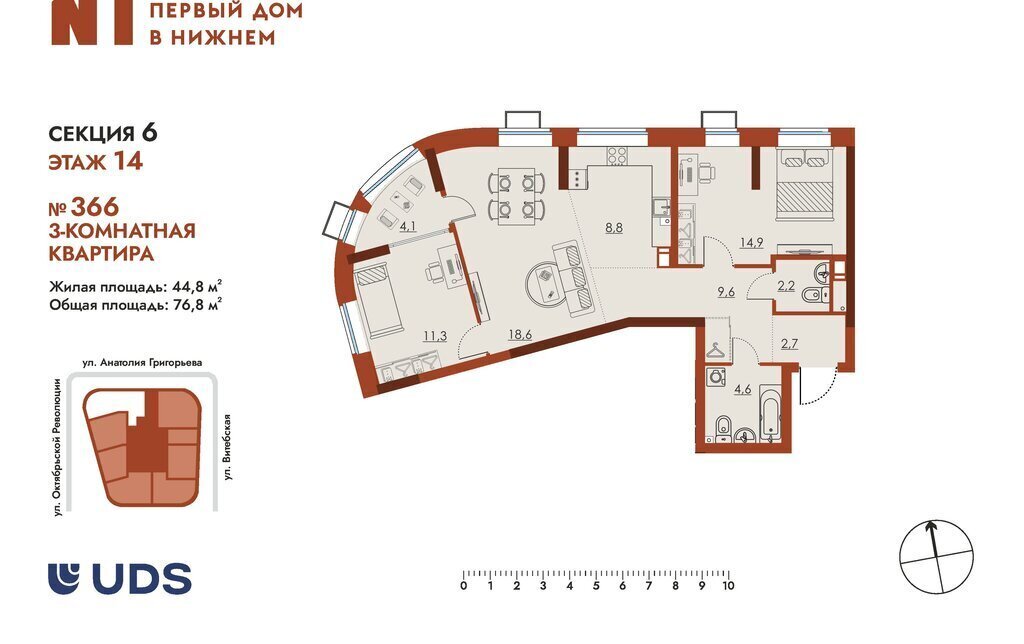 квартира г Нижний Новгород р-н Канавинский Чкаловская Шпальный фото 1