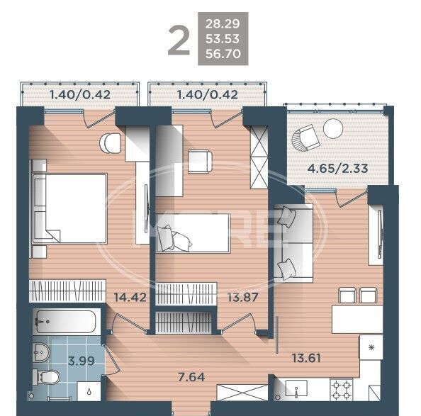 квартира г Калининград р-н Центральный ул Сержанта Мишина 81к/2 фото 5