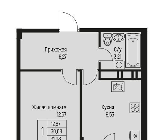 квартира р-н Тахтамукайский аул Новая Адыгея Старобжегокайское с/пос, аул, Ритм жилой комплекс фото 1