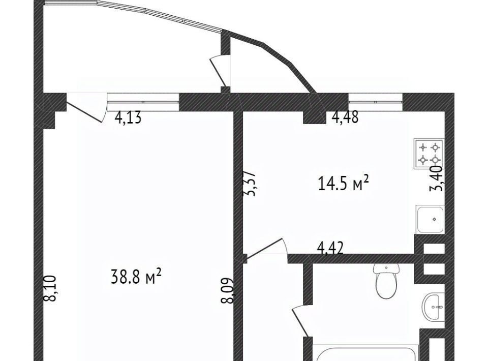 квартира р-н Белгородский п Дубовое микрорайон «Улитка» 7 Дубовское с/пос, № 1 кв-л фото 31