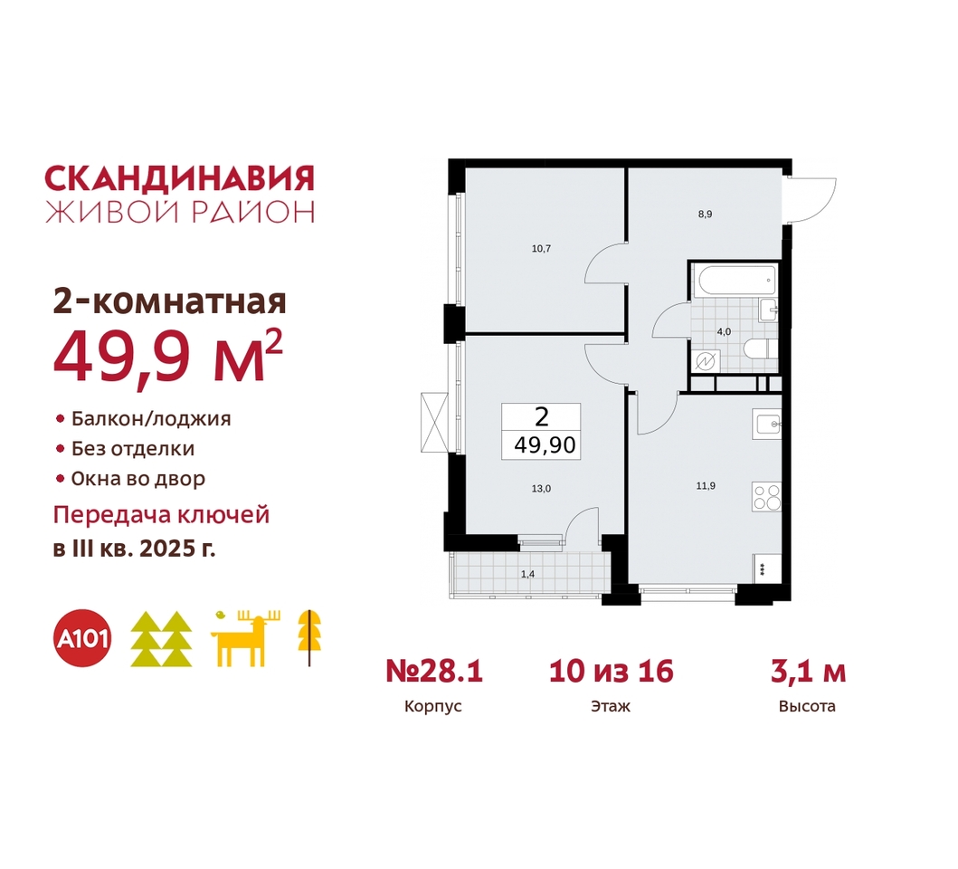 квартира г Москва п Сосенское жилой район «Скандинавия» Сосенское, жилой комплекс Скандинавия, 28. 1, Бутово фото 1