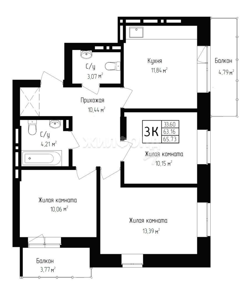 квартира г Новосибирск ул Аэропорт 55/1 Заельцовская фото 8