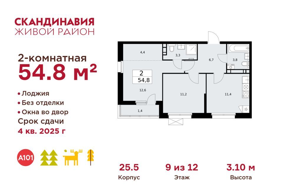 квартира г Москва п Сосенское п Коммунарка б-р Скандинавский 8 Новомосковский административный округ фото 1