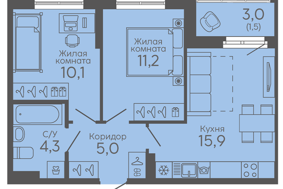 квартира г Екатеринбург б-р Новосинарский 1/2 Екатеринбург городской округ фото 1