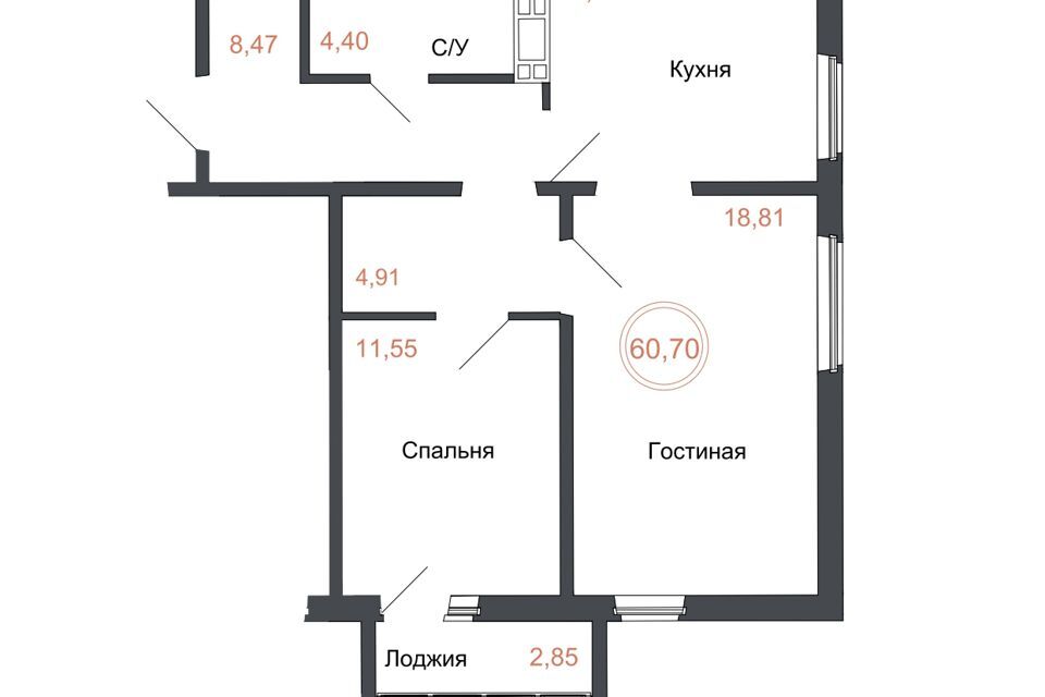 квартира г Челябинск Челябинский городской округ, Жилой комплекс Симфония фото 1