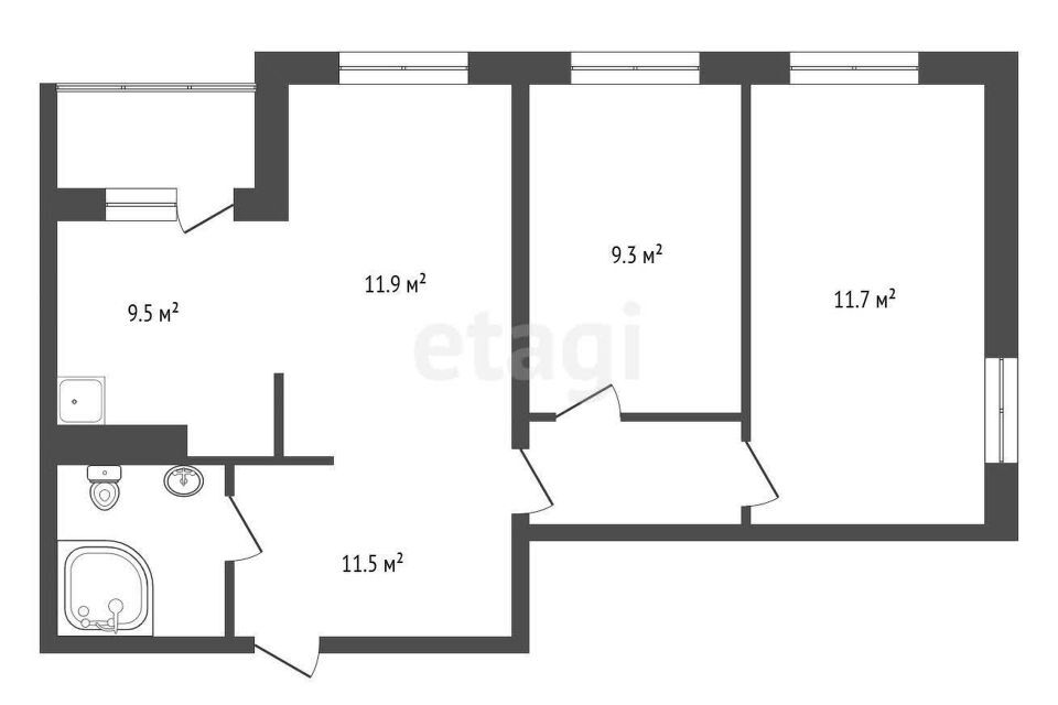 квартира р-н Емельяновский п Емельяново ул 2-х Борцов 35 фото 7