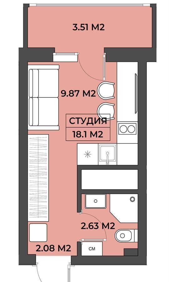 квартира г Уфа р-н Октябрьский ул Адмирала Макарова 27 апарт-комплекс IDEЯ фото 1