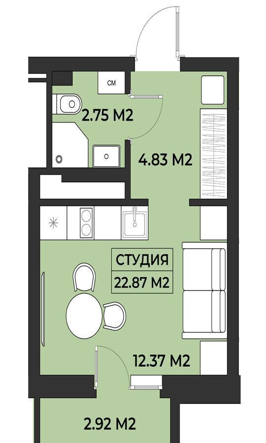 квартира г Уфа р-н Октябрьский ул Адмирала Макарова 27 апарт-комплекс IDEЯ фото 1