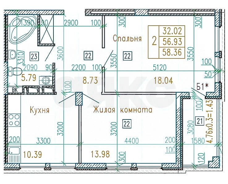 квартира р-н Анапский г Анапа ул Таманская 121 ЖК «Бельведер» к 2 фото 25