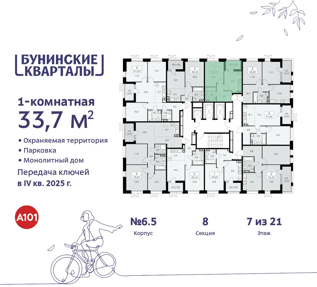 квартира г Москва п Сосенское пр-кт Куприна 2 ЖК Бунинские Кварталы метро Улица Горчакова метро Коммунарка Сосенское, Ольховая, Бунинская аллея фото 2