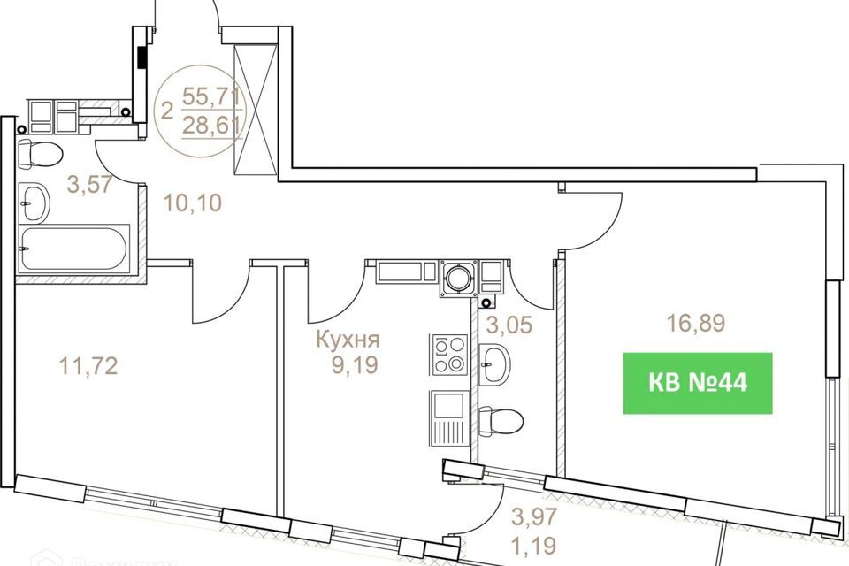 квартира р-н Светлогорский г Светлогорск б-р Олимпийский 4 ЖК «Стрелка» фото 4