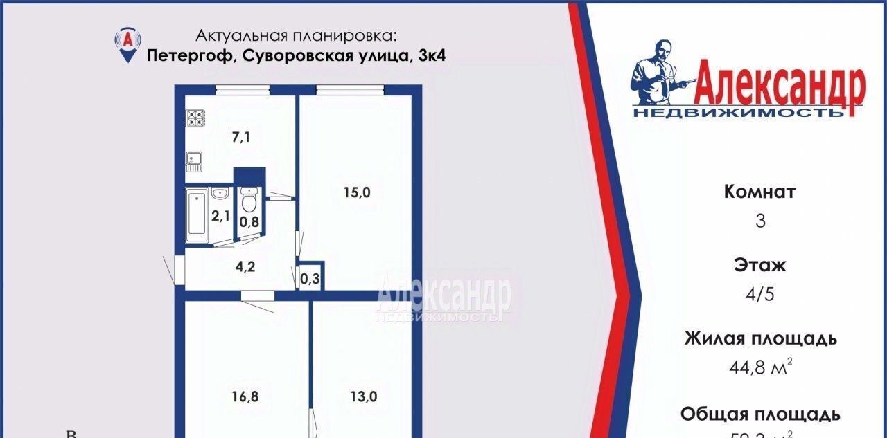 квартира г Петергоф Старый Петергоф ул Суворовская 3к/4 р-н Петродворцовый фото 1