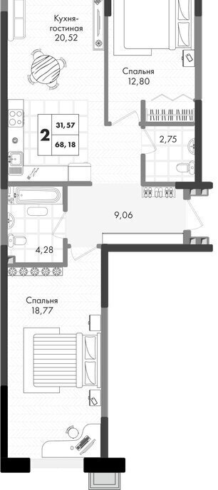 квартира г Краснодар р-н Прикубанский ул им. генерала Брусилова 1/3 5 лит фото 1