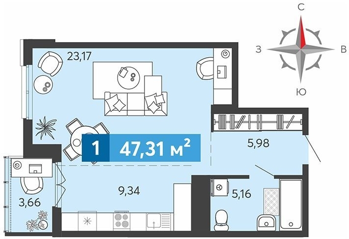 квартира р-н Пензенский с Засечное ул Светлая 10 ЖК «Созвездие» фото 1