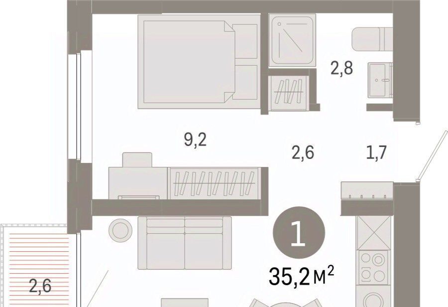 квартира г Тюмень р-н Центральный ул Мысовская 26к/1 фото 2