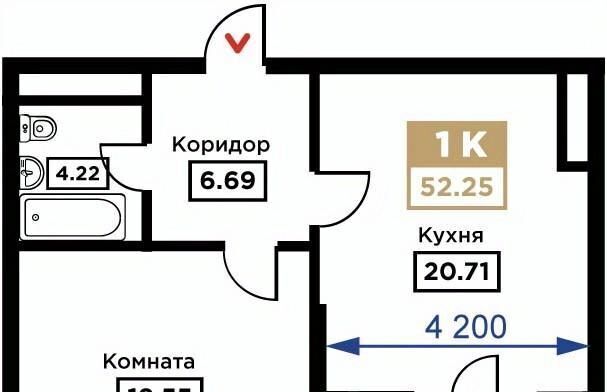 квартира г Краснодар р-н Прикубанский Школьный микрорайон ул Школьная 1 фото 1