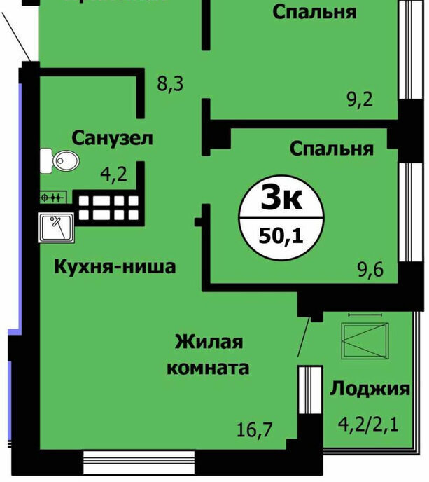 квартира г Красноярск р-н Октябрьский ул Лесопарковая 43 ЖК «Серебряный» фото 2