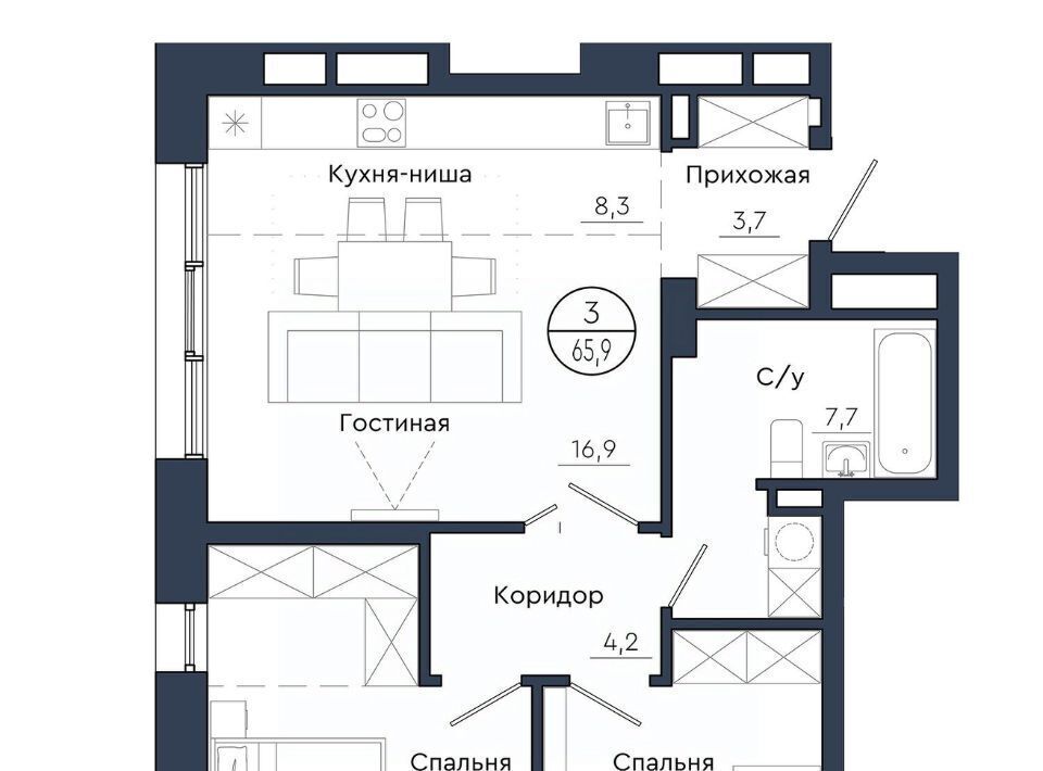 квартира г Красноярск р-н Центральный ЖК Чижи фото 1