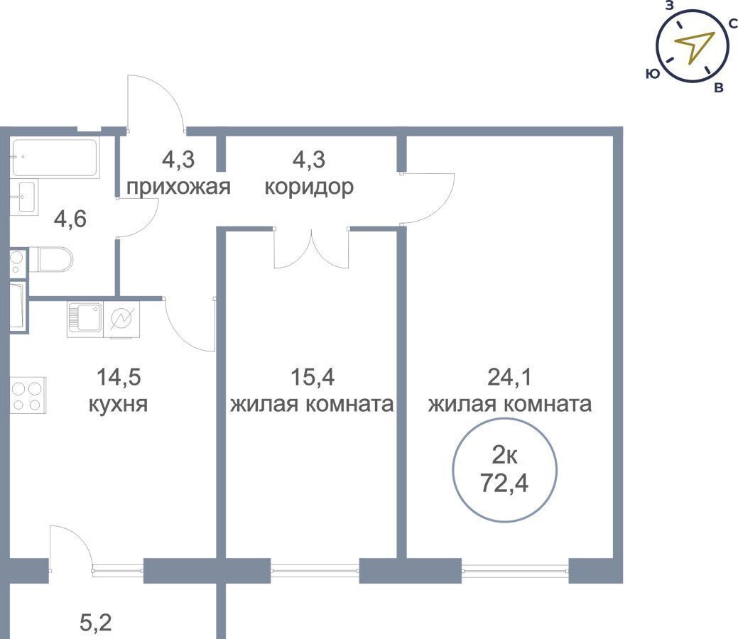 квартира г Сургут р-н Восточный тракт Югорский 54/1 ЖК «Георгиевский» фото 1