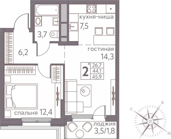 квартира г Пермь р-н Мотовилихинский ул Серебристая 3 Теплые кварталы «Погода» фото