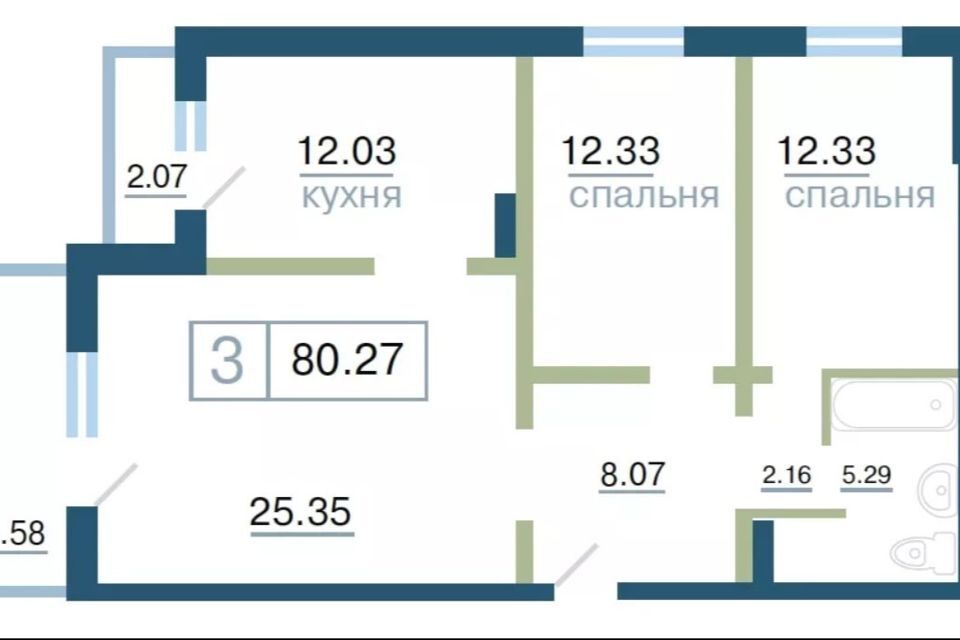 квартира г Красноярск р-н Октябрьский ул Елены Стасовой 48е ЖК «Плодово-ягодный» Красноярск городской округ фото 2