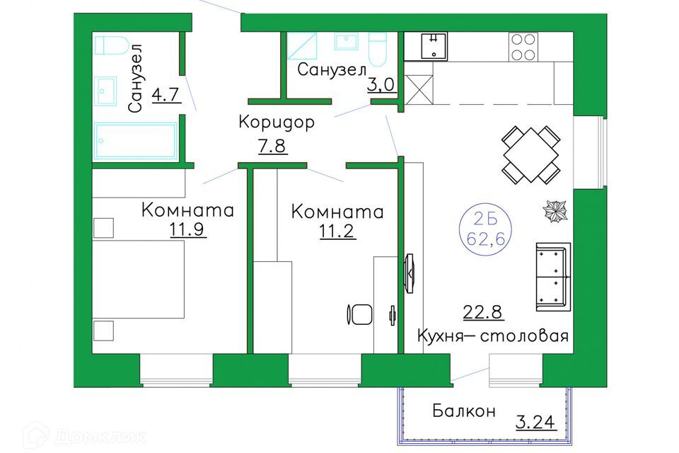 квартира р-н Тюменский п Московский Новая, 17 к 1 / Новая, 17 ст 2 фото 1