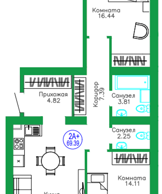 квартира р-н Тюменский п Московский Новая, 17 к 1 / Новая, 17 ст 2 фото 1