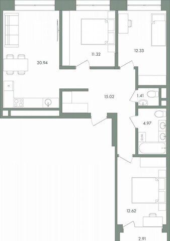 квартира г Сургут р-н Северный жилой ул. Микрорайон 44, стр. 1 фото