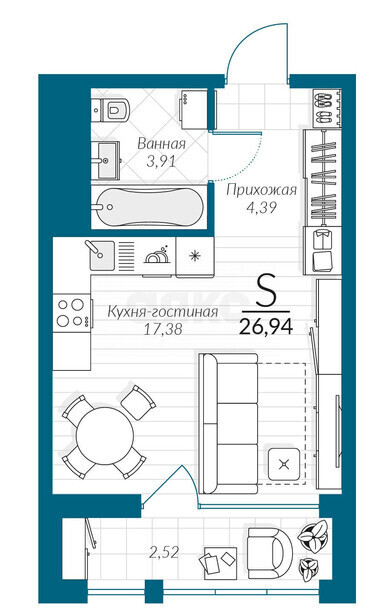 квартира г Тула р-н Пролетарский ЖК Выше фото 4