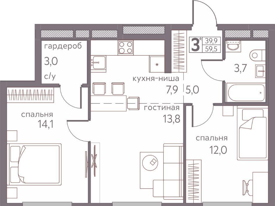 квартира г Пермь р-н Мотовилихинский ул Серебристая 3 фото 1