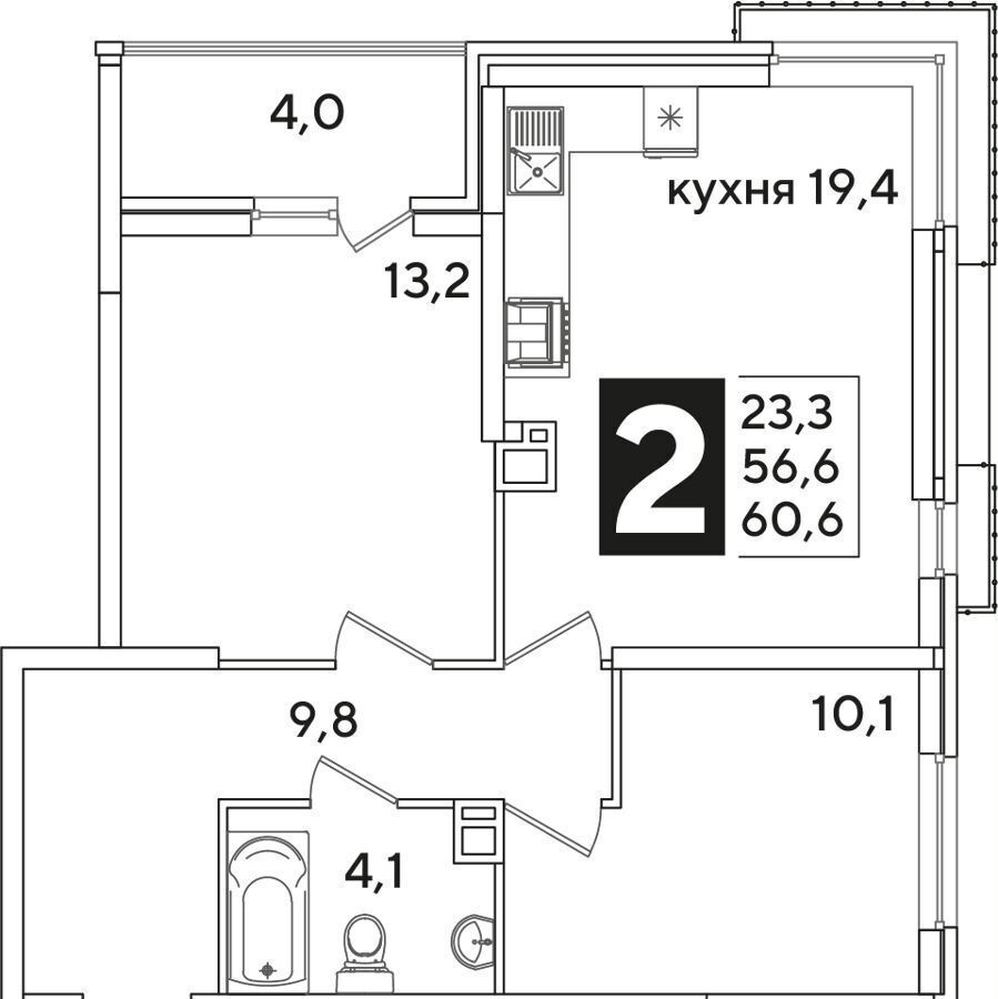 квартира г Краснодар р-н Прикубанский ул им. Ивана Беличенко 90 ЖК «Самолет» корп. 2 фото 2