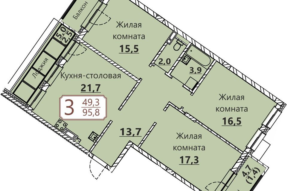 квартира г Чебоксары р-н Московский проезд Мясокомбинатский 3-я линия городской округ Чебоксары фото 1