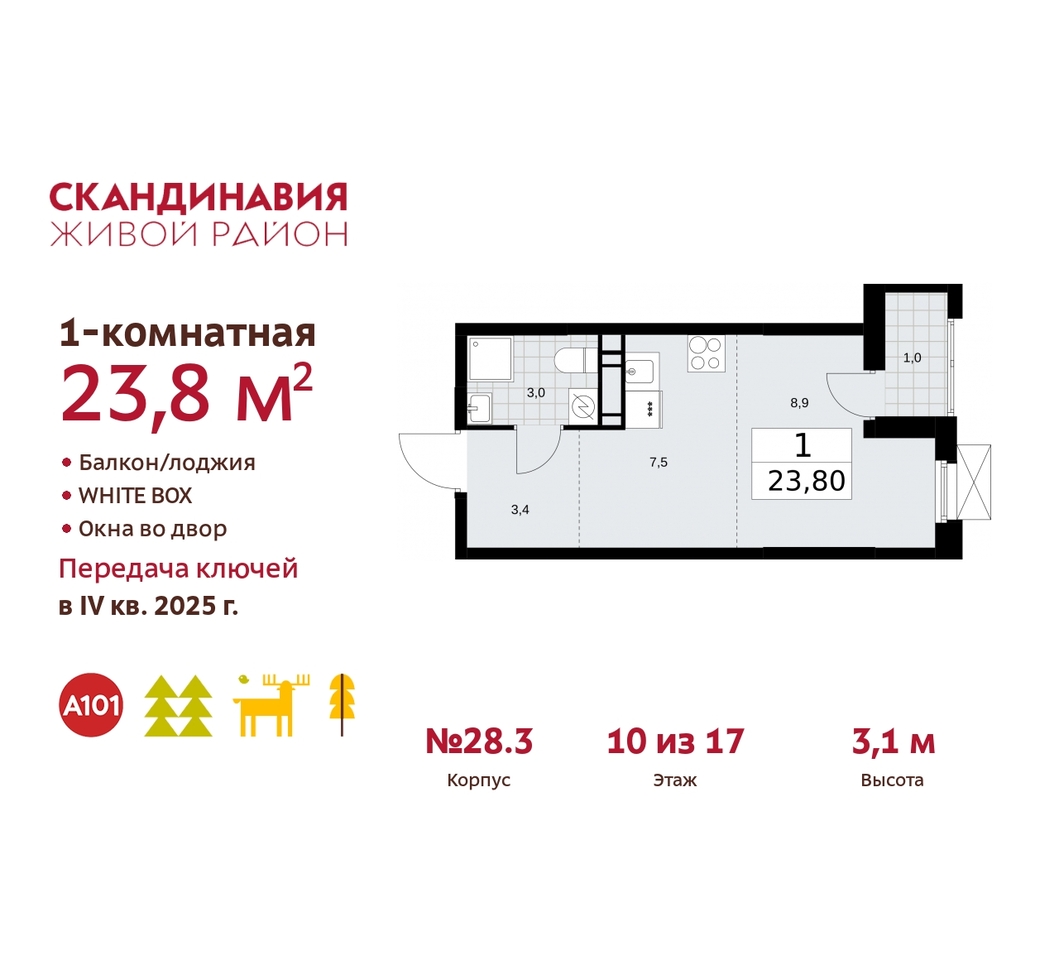 квартира г Москва п Сосенское жилой район «Скандинавия» Сосенское, жилой комплекс Скандинавия, 28. 3, Бутово фото 1