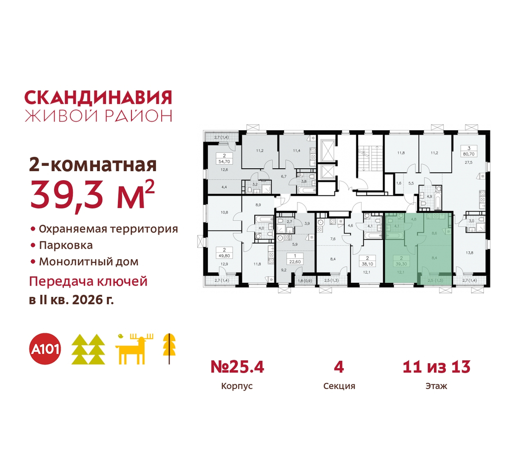 квартира г Москва п Сосенское б-р Скандинавский 25/4 жилой район «Скандинавия» Сосенское, Бутово фото 2