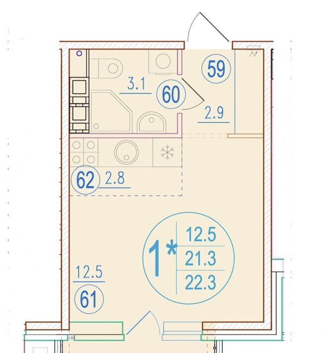 квартира г Краснодар р-н Прикубанский ул им. генерала Корнилова 12к/1 фото 3