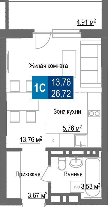 квартира г Новосибирск р-н Заельцовский Заельцовская ул Светлановская 52/3 ЖК «Чкалов» фото 2