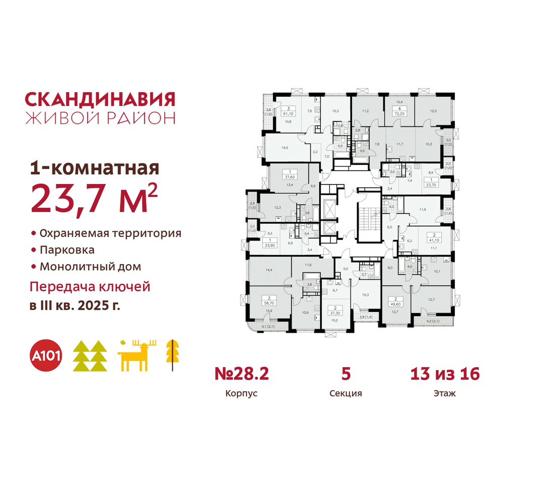 квартира г Москва п Сосенское жилой район «Скандинавия» Сосенское, жилой комплекс Скандинавия, 28. 2, Бутово фото 2