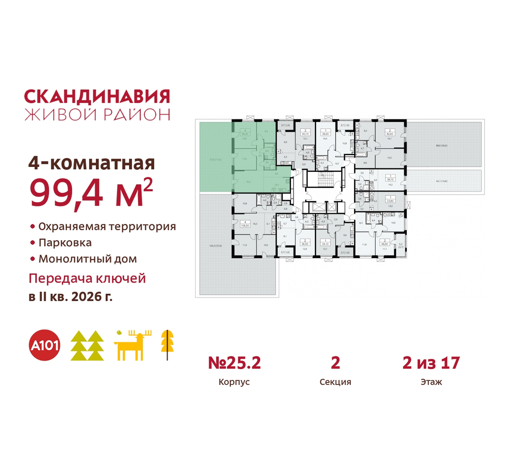 квартира г Москва п Сосенское б-р Скандинавский 25/2 жилой район «Скандинавия» Сосенское, Бутово фото 2