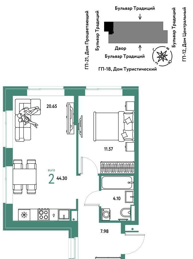 квартира г Тюмень р-н Калининский ул Андрея Кореневского 3 корп. 1 фото 1