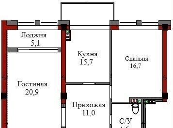 квартира г Нальчик Центр пр-кт Шогенцукова 21в ЖК «Хамада» фото 17