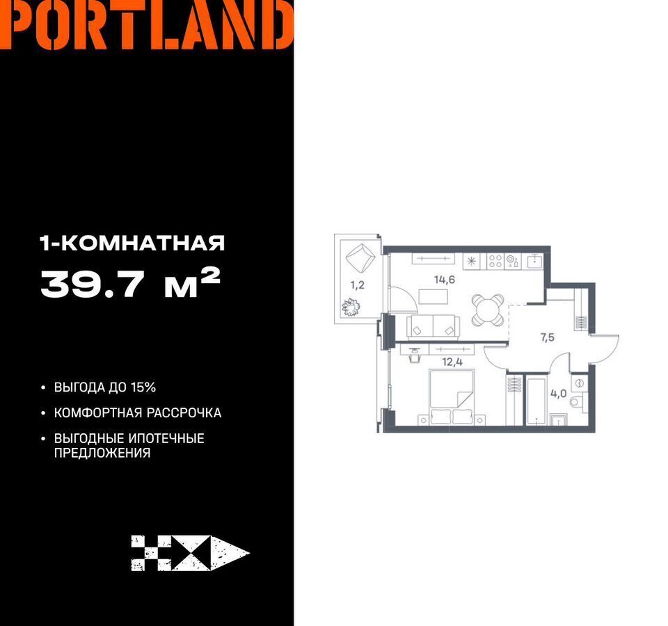 квартира г Москва метро Печатники ул Южнопортовая 6 ЖК «Portland» муниципальный округ Печатники фото 1