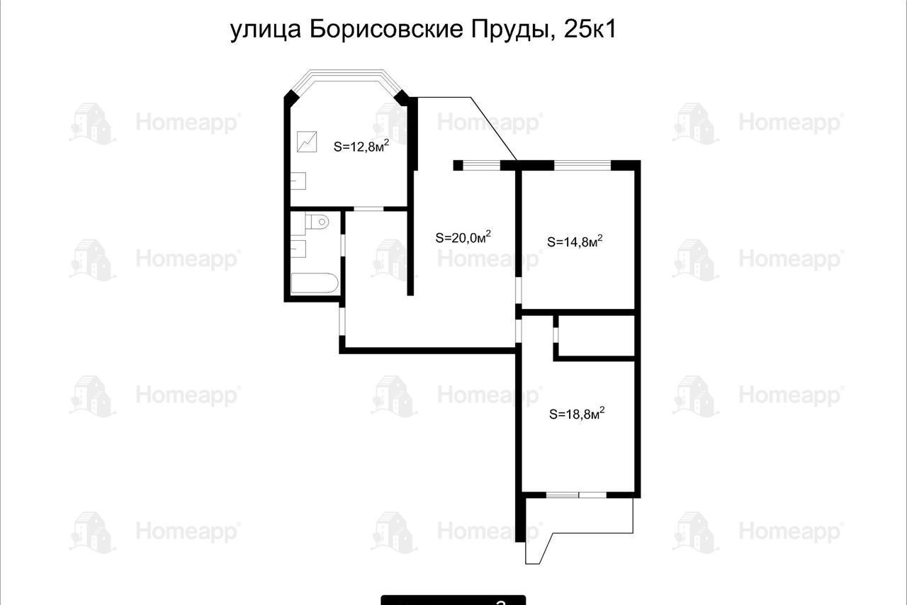 квартира г Москва метро Борисово ул Борисовские Пруды 25к/1 фото 34